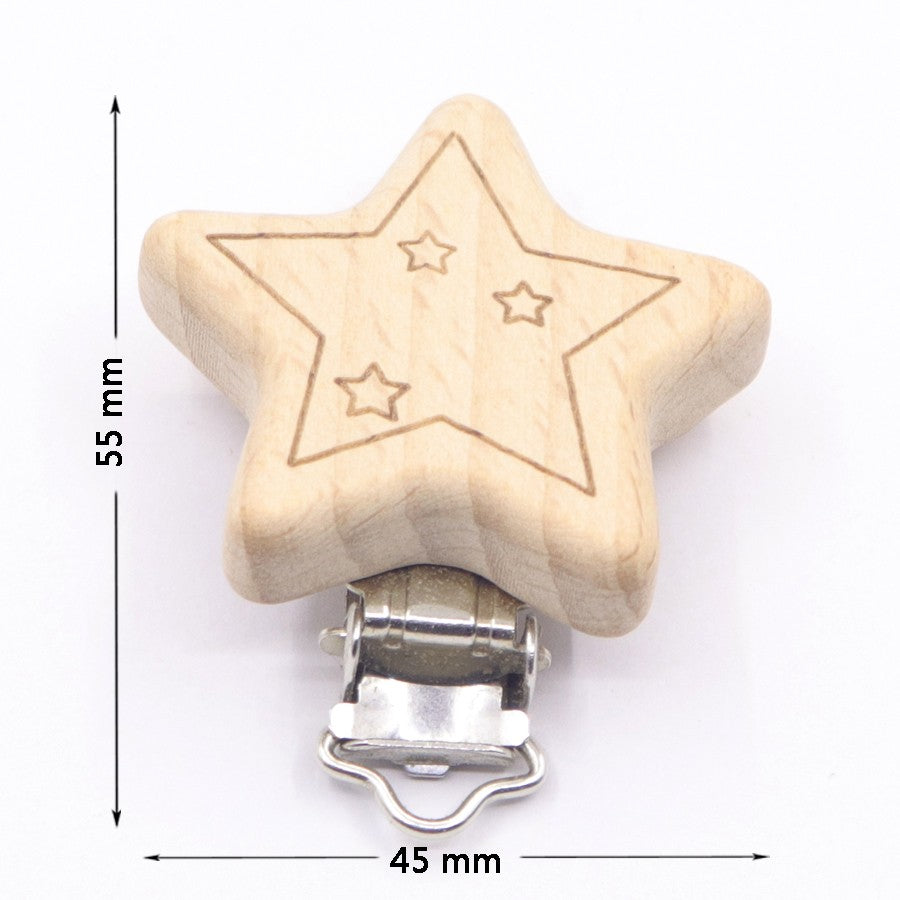 5PCS Wooden Rabbit Pacifier Clip Baby Accessories Wooden Animal Pacifier Metal Holder Elephant Pacifier Wooden Baby Teeth