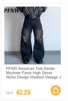 PFNW High Street Drawstring Zipper Sliced Wide Leg Cargo Pants Msn's Casual Loose Straight Trousers Loose Denim Pants 28W5963