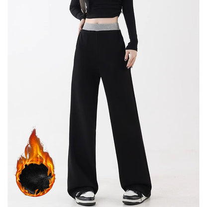 Winter Female Designer Snow Warm Casual Pants Girls Fashion Plush High Waist Trousers Lady Comfortable Fleece Thermal Pants
