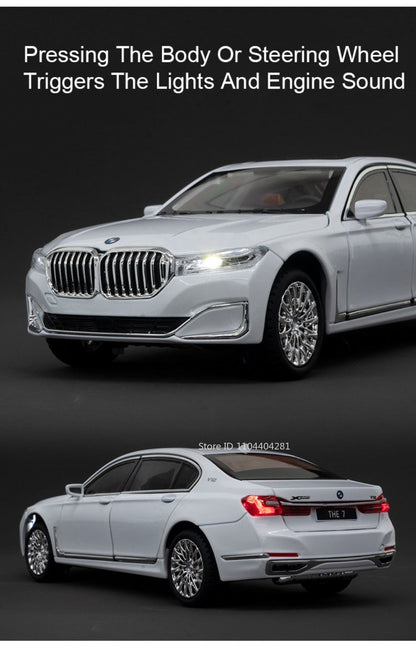1:24 O 7 760Li Modelo I5 M60 Carro de Liga Fundida Brinquedos 6 Portas Abertas Luz Sonora Puxar para Trás Veículos Miniatura Presentes de Aniversário para Menino