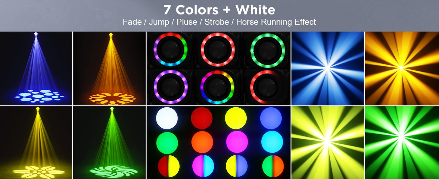 Datewink 120W LED Beam Moving Head Light 8 Patterns RGB Stage Lighting Effect DMX512 For DJ Disco Show Concert Party KTV Karaoke
