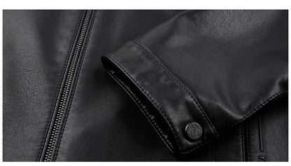 Spring and Autumn New Men's Lapel Leather Jacket Male Business Casual Middle-aged Men's Handsome Short Leather Coat Jackets 2025