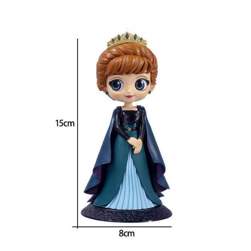 Miniso 14cm Princesas Q Posket Bonecas Elsa Anna Mulan Tinker Bell Elsa Aladdin kawaii Brinquedo para Bolo Decoração Modelo menina presente