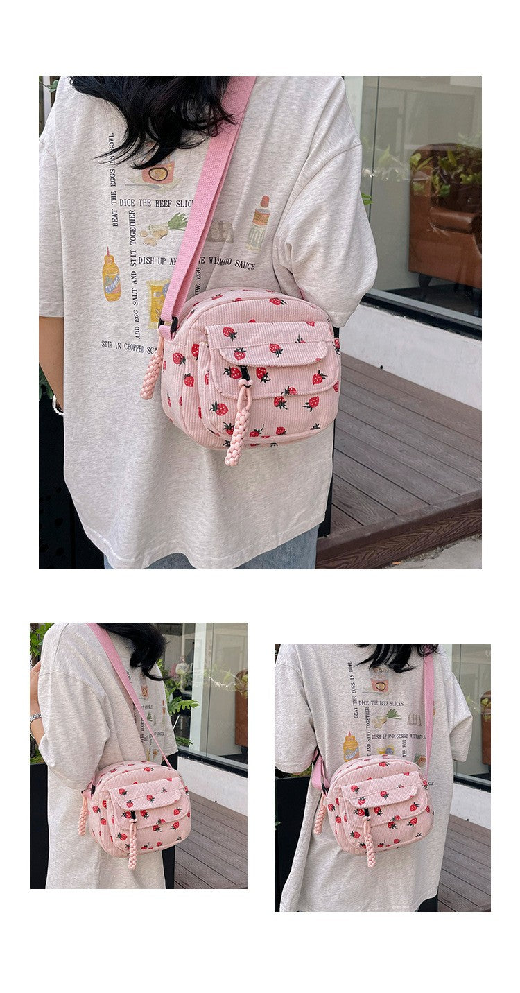 Cute Strawberry Shoulder Bag Casual Zipper Trendy Crossbody Bag Tote Handbag for Women Girls Travel Work Messenger Bag Handbags