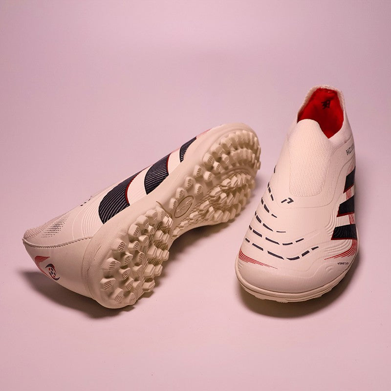 2503TF Without-Lace Mens Soccer Shoes SLIP-ON Non-Slip Turf Soccer Cleats for Kid TF/FG Training Football Boots Chuteira Campo