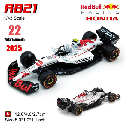 Novo em estoque Bburago 1:43 2025 F1 Japão Red Bull Rb21 Liga Modelos Miniatura Ferrari Sf25 #44 Rb21 Verstappen Mcl39 W16 ?Carro de Brinquedo