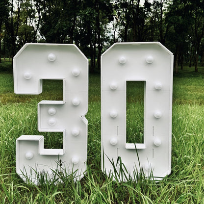 1/2 Pc 73cm/28.7inch Light Up Digital Marquee Frame White Lights KT Board Number 0-9 KT Board With Bracket Party Decorative