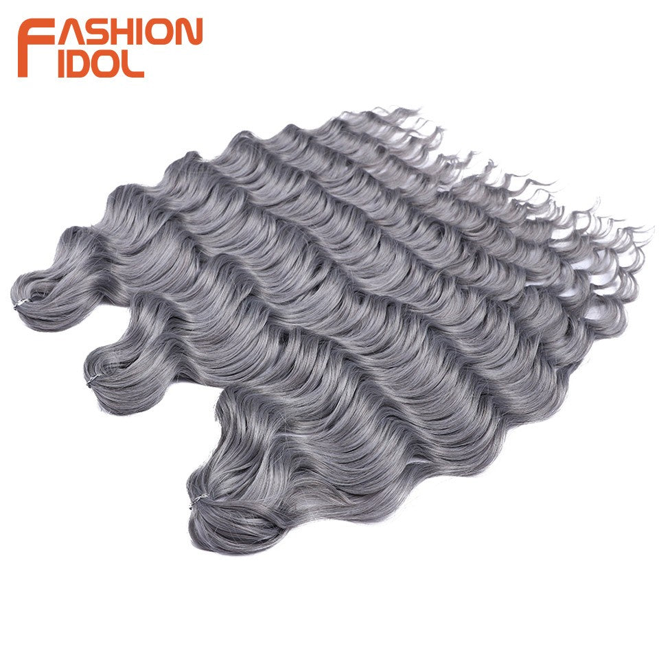 FASHION IDOL Cabelo de Crochê Torção Laranja Extensões de Cabelo Trançado de Onda Profunda Sintética Cabelo Onda de Água 24 Polegadas Fibra Resistente ao Calor