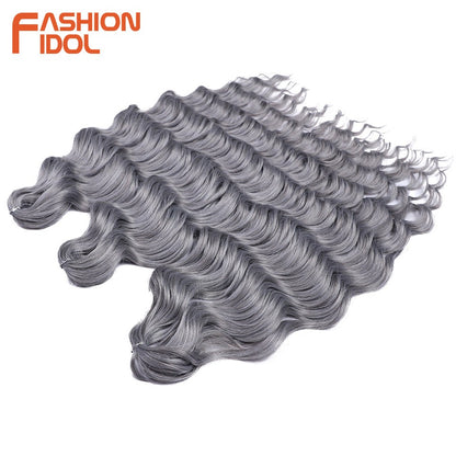 FASHION IDOL Cabelo de Crochê Torção Laranja Extensões de Cabelo Trançado de Onda Profunda Sintética Cabelo Onda de Água 24 Polegadas Fibra Resistente ao Calor