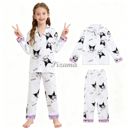 Sanrio Kuromi Girls Pajamas Sets Pijamas Navideños Melody Cinnamoroll Kids Pyjamas Girls Clothes 2pcs Full Sleeve & Pants Sets