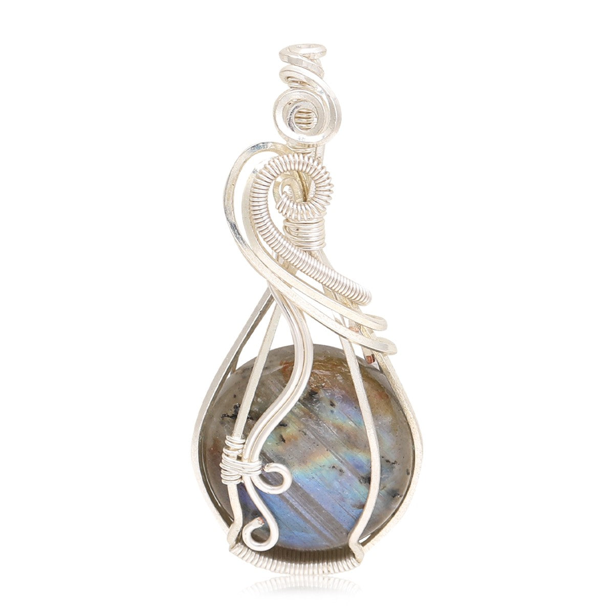 Labradorite Rainbow Moonstone Gemstone Pendant Copper Wire Wrapped Labradorite Jewelry Labradorite Necklace With Chain and Box