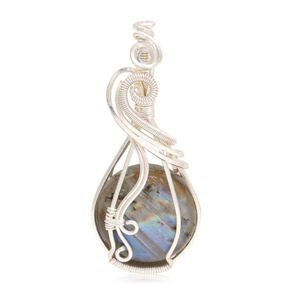 Labradorite Rainbow Moonstone Gemstone Pendant Copper Wire Wrapped Labradorite Jewelry Labradorite Necklace With Chain and Box