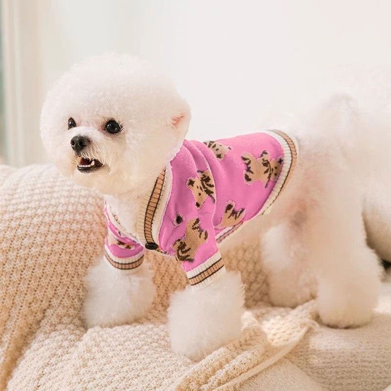 Roupas de luxo para cães, Chihuahua, suéter listrado, Bichon Frise, cachorro, gato, casaco quente, acessórios para cães e gatos, roupinhas para animais de estimação