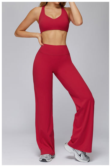 Hearuisavy Sports Set Women Gym H-Back Brushed-Feel Yoga Bra Running Breathable Quick Dry Tight Fitness Top High Waisted Pants