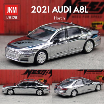 JKM 1/64 Audi A8 A7 Modelo Miniatura 1:64 Carro de Brinquedo Premium Roda Livre Coleção de Liga Fundida Adequado para Hot Wheels Mini GT