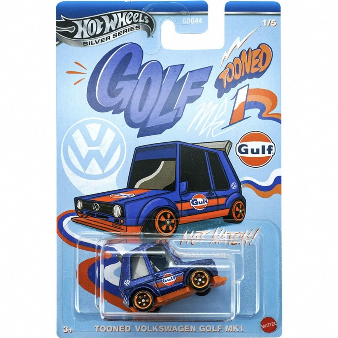 Hot Wheels Silver Series Gulf Tooned Toyota Supra Chevrolet Volkswagen Golf 1/64 Diecast Carro Modelo Brinquedo de Coleção de Presente