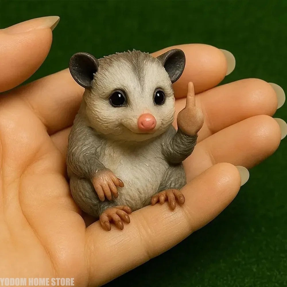 Funny Animal Middle Finger Statue - Cute Resin Mini Sculpture for Desk, Perfect Offices Prank Home Decor Modern Style Figurines