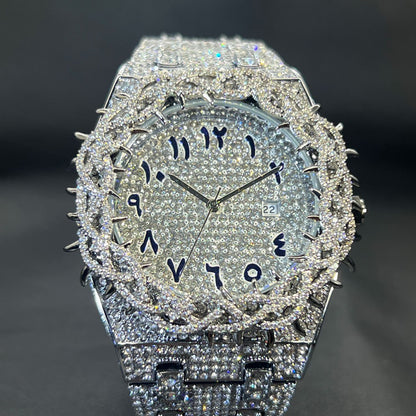 Hot Fashion Full Diamond Watch Men MISSFOX Brand Hip Hop lced Qut Bling Jewelry Flower Quartz Wristwatch For Man Dropshipping