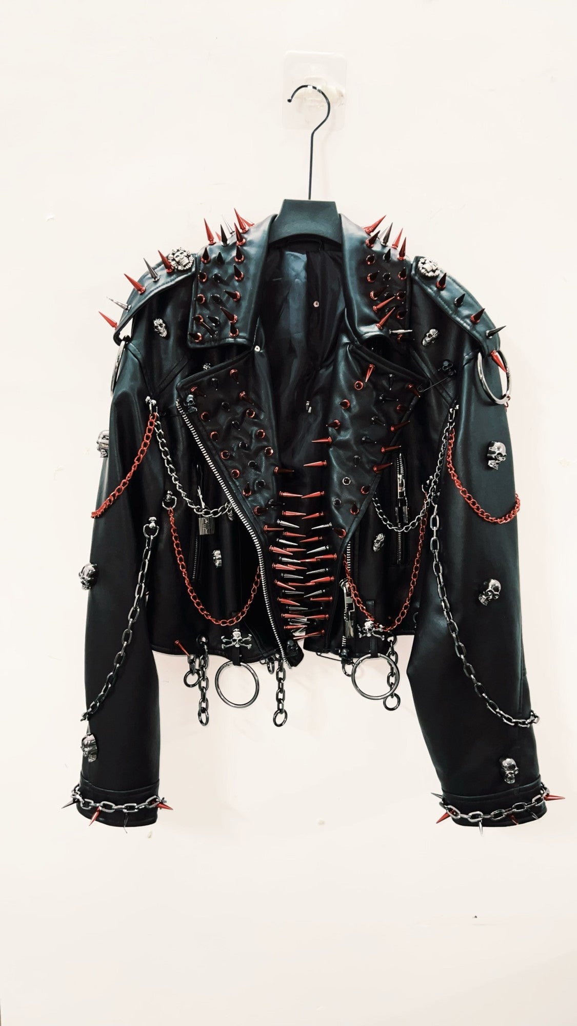 vintage Leather jacket Gothic Leather jacket Punk Leather jacketoversizeLeather jacket Rivet Leather jacket skull Leather jacket