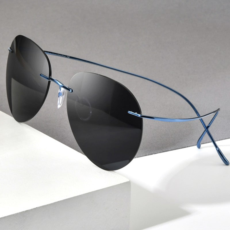 FONEX Titanium Rimless Sunglasses Men Ultralight Frameless Austria Pilot Aviador Polarized Sun Glasses for Women Shades 85695