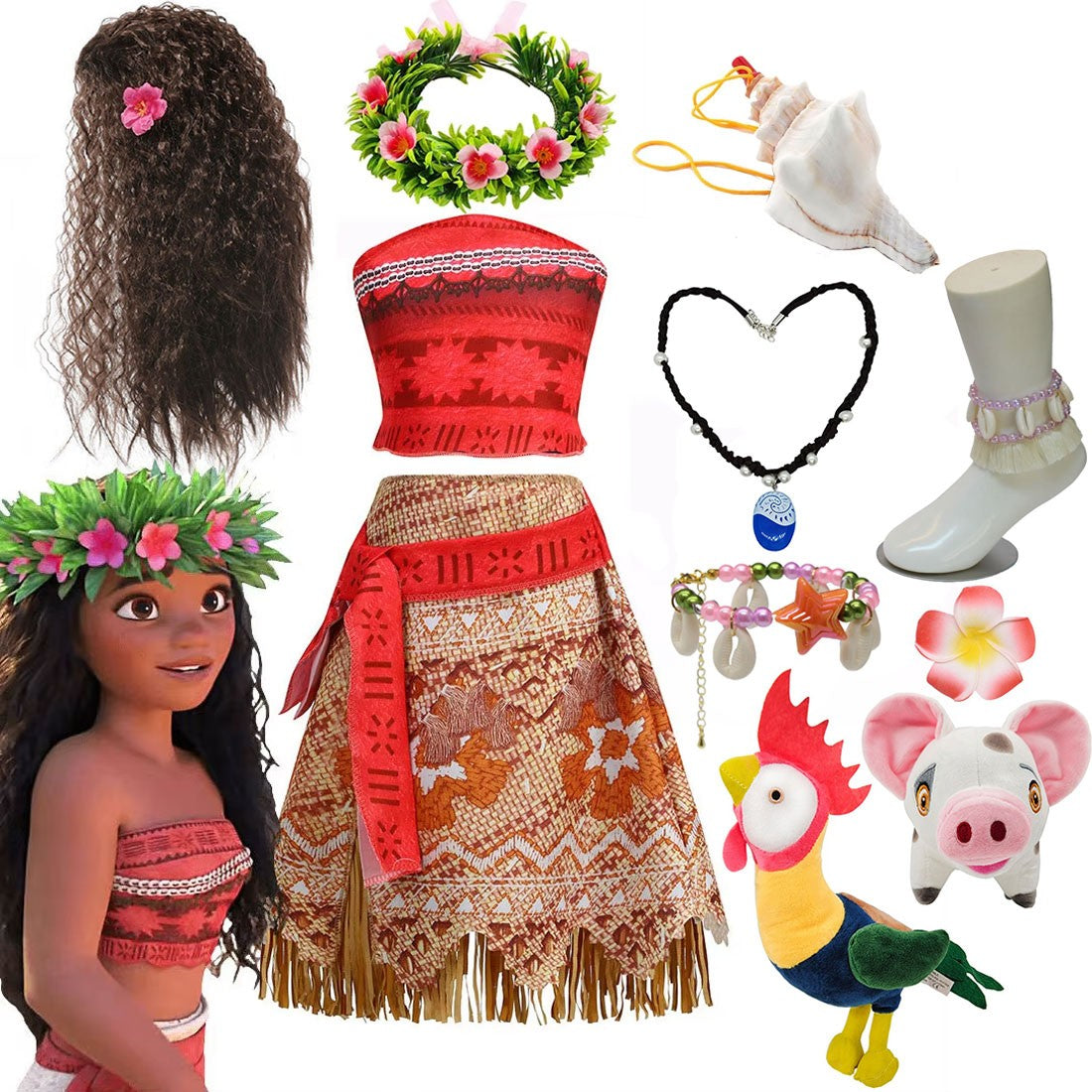 Disney NEW Moana Episode 2 Movie Costume Princess Vaiana Role Play Dress Girls Carnival Outfit Toddler Polynesian Beach Dress