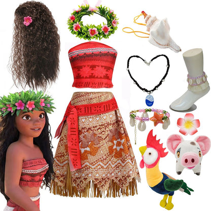 Disney NEW Moana Episode 2 Movie Costume Princess Vaiana Role Play Dress Girls Carnival Outfit Toddler Polynesian Beach Dress