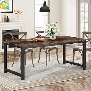 71"x31.5" Dining Table, Industrial Kitchen Table for 6-8 Person, Rectangular Dinner Table for Dining Room Kitchen Living Room,