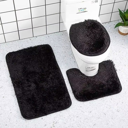 3piece Bathroom Mat Bathroom Silk Tie-dye Bathroom Soft Non-slip Carpet Shower Carpet Toilet Seat Cover Floor Mat