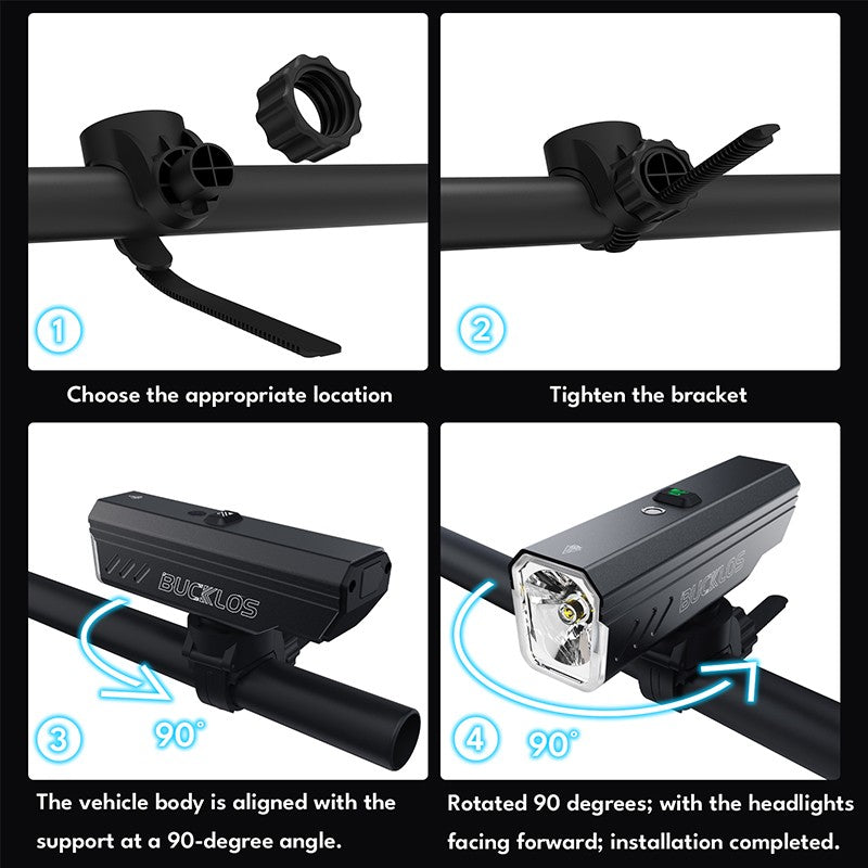 BUCKLOS 1000/1500/2000LM Bike Headlight Smart Sensor Aluminum Alloy Bicycle Front Light IPX5 Waterproof Rechargeable Bike Lamp