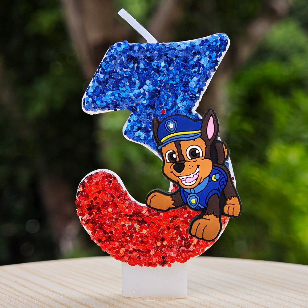 Paw Patrol Candle 0-9 Number Candle Paw Patrol Cartoon Character Party Cake Plug-in Birthday Cake Decoration Baby Shower Gift