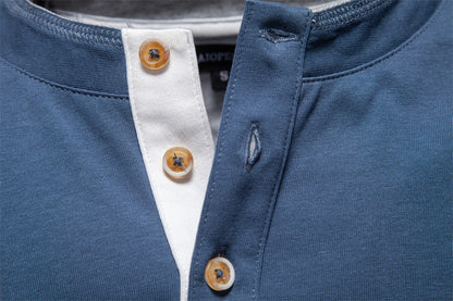 AIOPESON Men's Long SleeveT-shirt Fashion HIgh Quality Cotton t shirt for man button collar basic tshirt