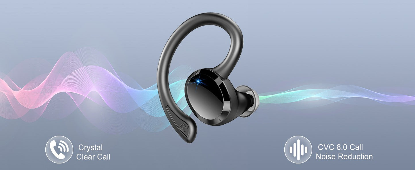 Fones de ouvido sem fio, Fones de ouvido Bluetooth 5.3 com graves estéreo, Microfone intra-auricular com cancelamento de ruído, Fones de ouvido esportivos IP7 à prova d'água, 40h de reprodução.