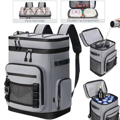 Waterproof Insulated Cooler Backpack 30L Large Capacity Lunch Food Box Durable Camping Fishing Pack Outdoor Travel Picnic Bag