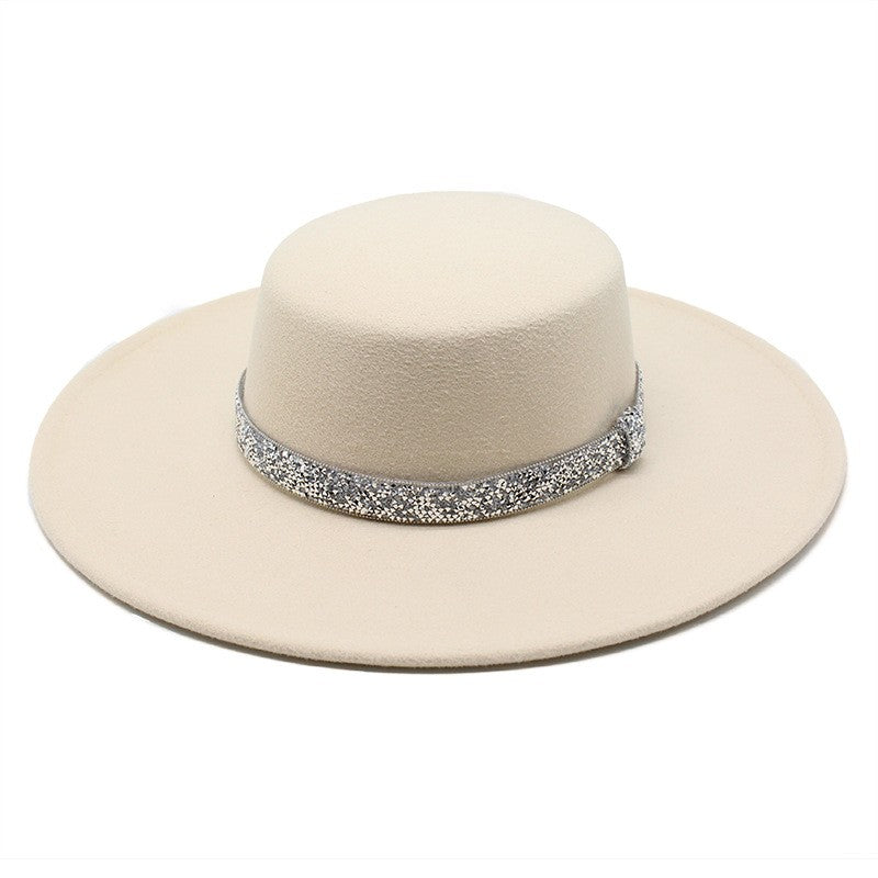 CHAPÉU FEMININO Chapéu Coco Chapéu Fedora Para Mulheres Chapéu Branco Plano Cinto De Luxo Senhoras Chapéu De Casamento Chapéus Fedora Outono Inverno ?????