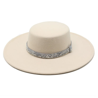 CHAPÉU FEMININO Chapéu Coco Chapéu Fedora Para Mulheres Chapéu Branco Plano Cinto De Luxo Senhoras Chapéu De Casamento Chapéus Fedora Outono Inverno ?????