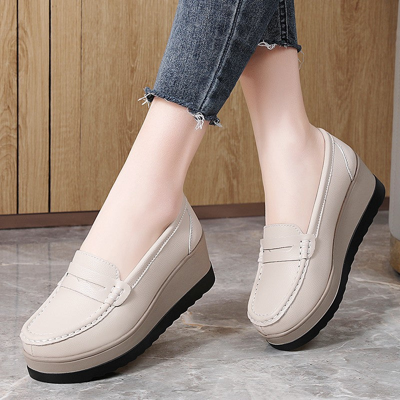 Ngouxm Women Flat Platform Loafers Ladies Elegant Suede Leather Moccasins Shoes Woman Slip On Moccasin Women's Casual Shoes