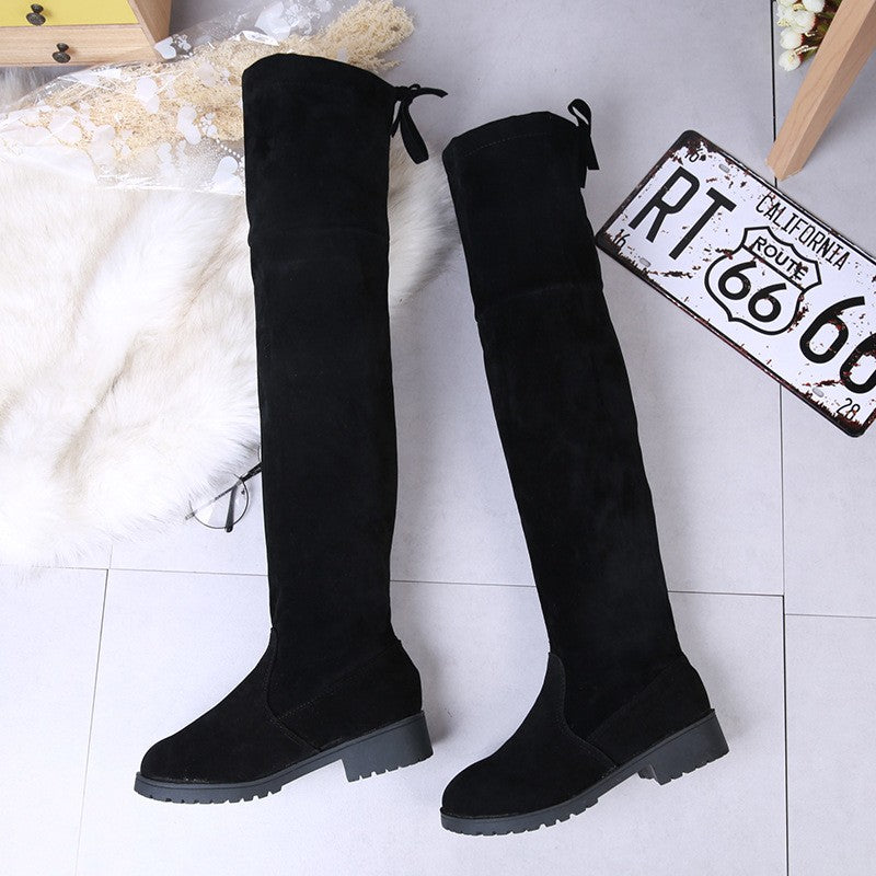 Winter women new knee high boots Outdoor suede antislip shoe Roundtoe casual elastic boot Comfortable fashion ladies shoes Botas