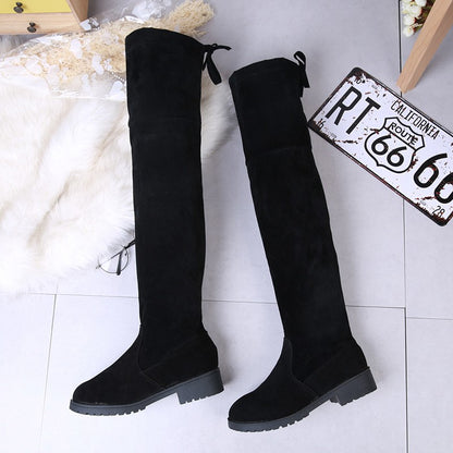 Winter women new knee high boots Outdoor suede antislip shoe Roundtoe casual elastic boot Comfortable fashion ladies shoes Botas