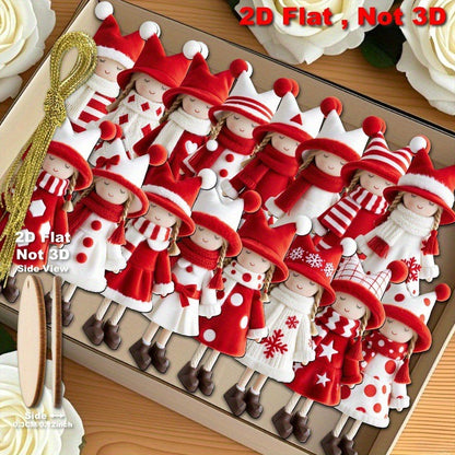 Runtow 16pcs 2D Wooden Christmas Angel Doll Pendant, Merry Christmas Tree Hanging Decoration, Xmas Gifts,Navidad 2026 ,New Year