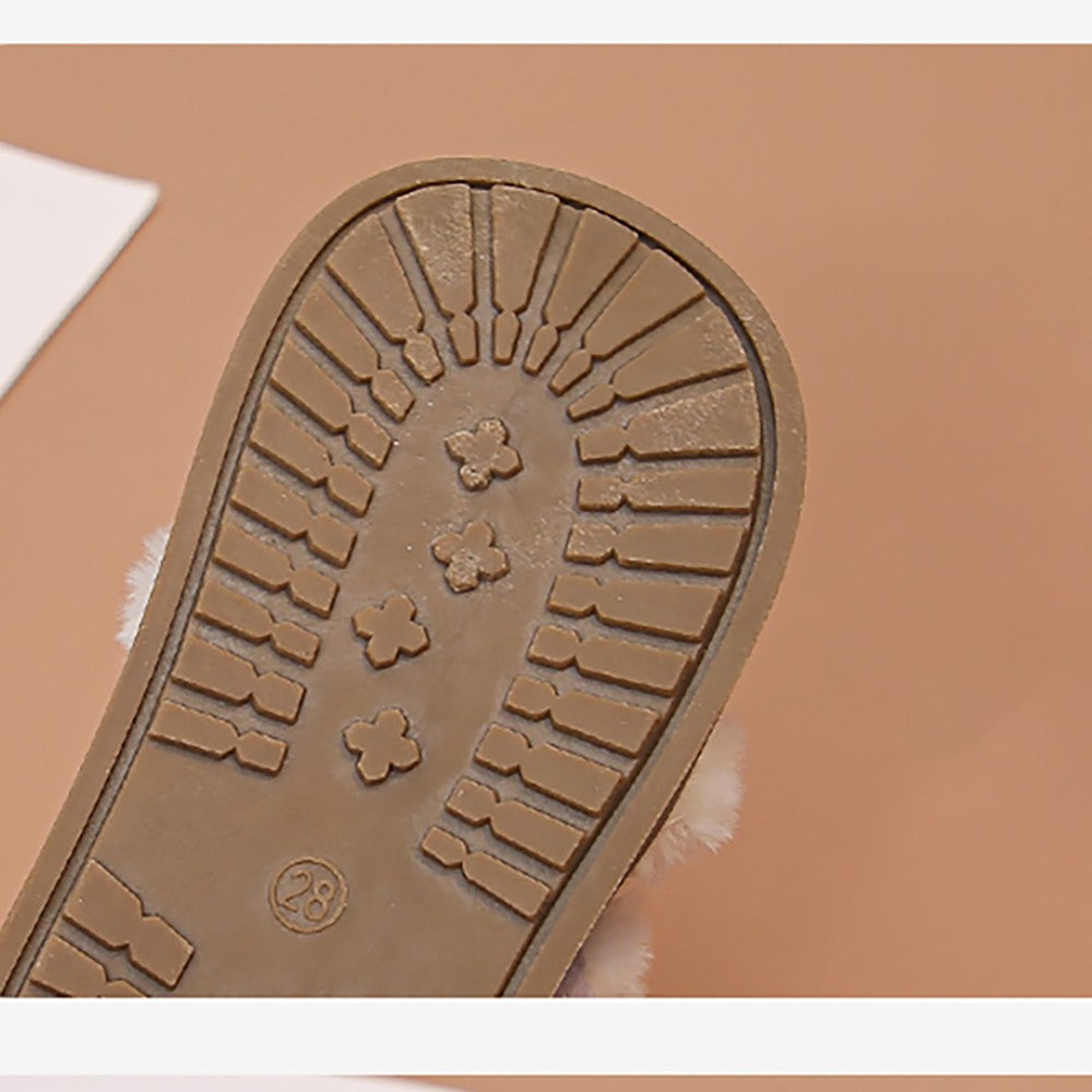 Winter Fur Boots For Girls Thick Warm Children's Plush Snow Boots Soft Warm Velvet Cotton Shoes Winter Kid's Padded Boots