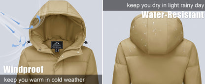 TACVASEN Winter Quilted Duck Feather Down Jackets Womens Padded Puffer Warm Hooded Long Coats Thermal Waterproof Thick Outerwear