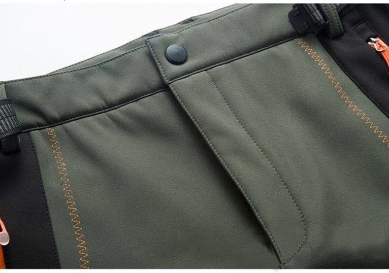 LNGXO Thick Warm Fleece Hiking Pants Men Winter Waterproof Windproof Outdoor Soft Shell Rain Trousers Trekking Camping Ski Pants