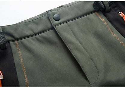 LNGXO Thick Warm Fleece Hiking Pants Men Winter Waterproof Windproof Outdoor Soft Shell Rain Trousers Trekking Camping Ski Pants
