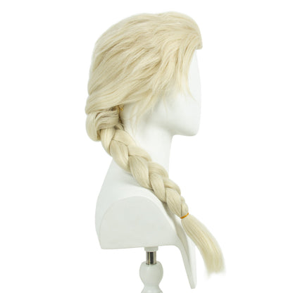 REEWES ELSA Peruca de Princesa Branca Bege Trança Longa Peruca Filme Frozen COSPLAY resistente ao calor Cabelo Sintético anime Fantasia de Halloween
