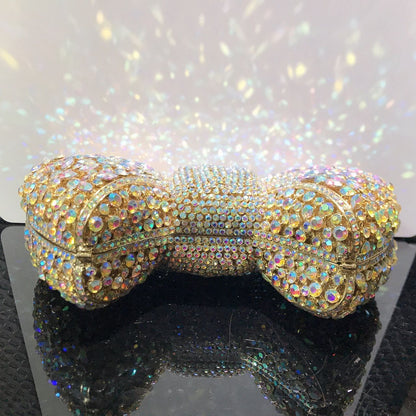 Newest Rhinestone Green/Black Clutch Purse Bow Luxury Diamond Women Red Evening Clutches Bags Wedding Bridal Bag Stones Handbags