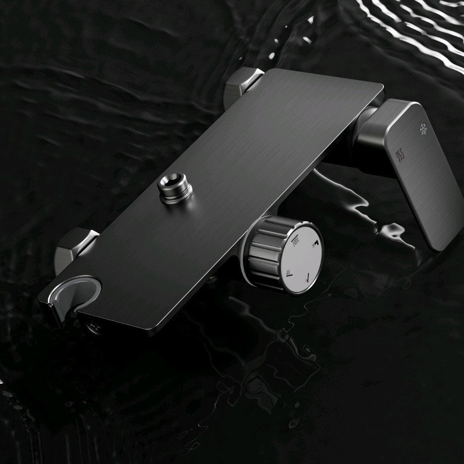 Multifunction Bathroom Shower System Set Hot and Cold Water Household Rotary Knob Pressurize Aluminum Gunmetal Gray Shower Set