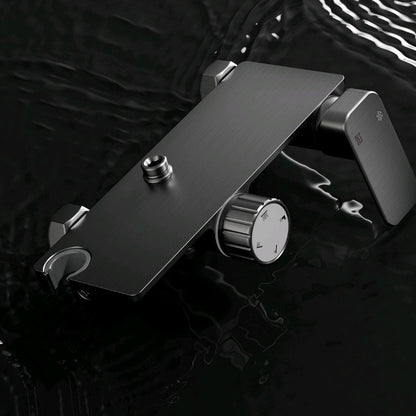 Multifunction Bathroom Shower System Set Hot and Cold Water Household Rotary Knob Pressurize Aluminum Gunmetal Gray Shower Set