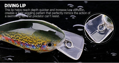 Iscas Artificiais Flutuantes VTAVTA 5cm/7cm Crankbaits para Pesca de Lucio e Robalo, Iscas Artificiais para Pesca, Material de Pesca