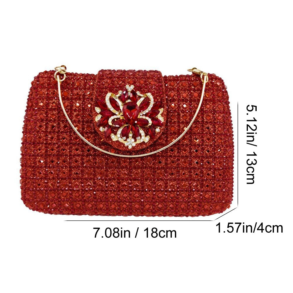 Sparkling Rhinestone Clutch Bag Lady Crystal Evening Purse Luxury Metal Handle Chain Handbag Wedding Party Dinner Diamond Bags