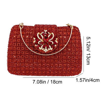 Sparkling Rhinestone Clutch Bag Lady Crystal Evening Purse Luxury Metal Handle Chain Handbag Wedding Party Dinner Diamond Bags